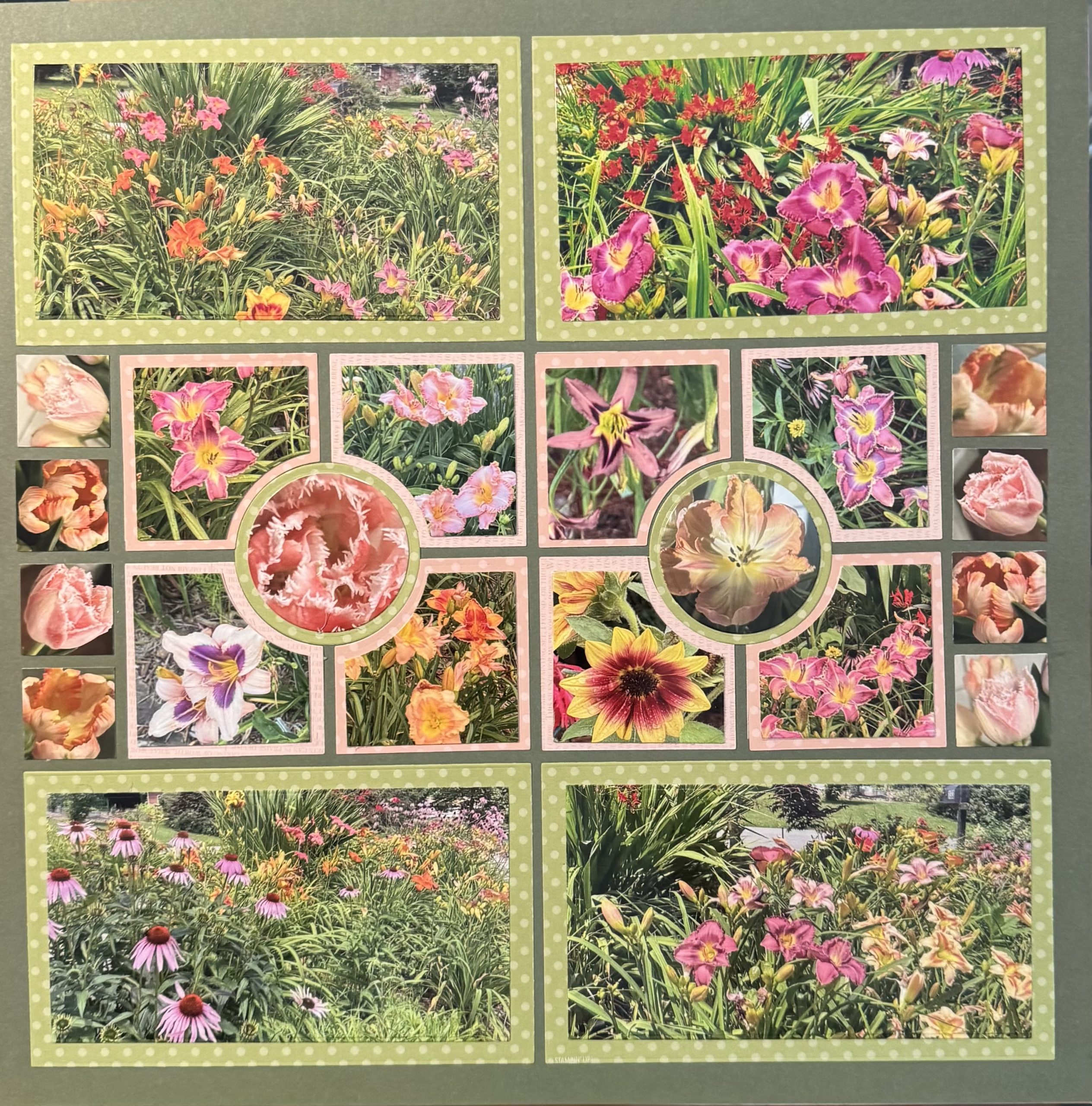 Finished two-page floral scrapbook layout