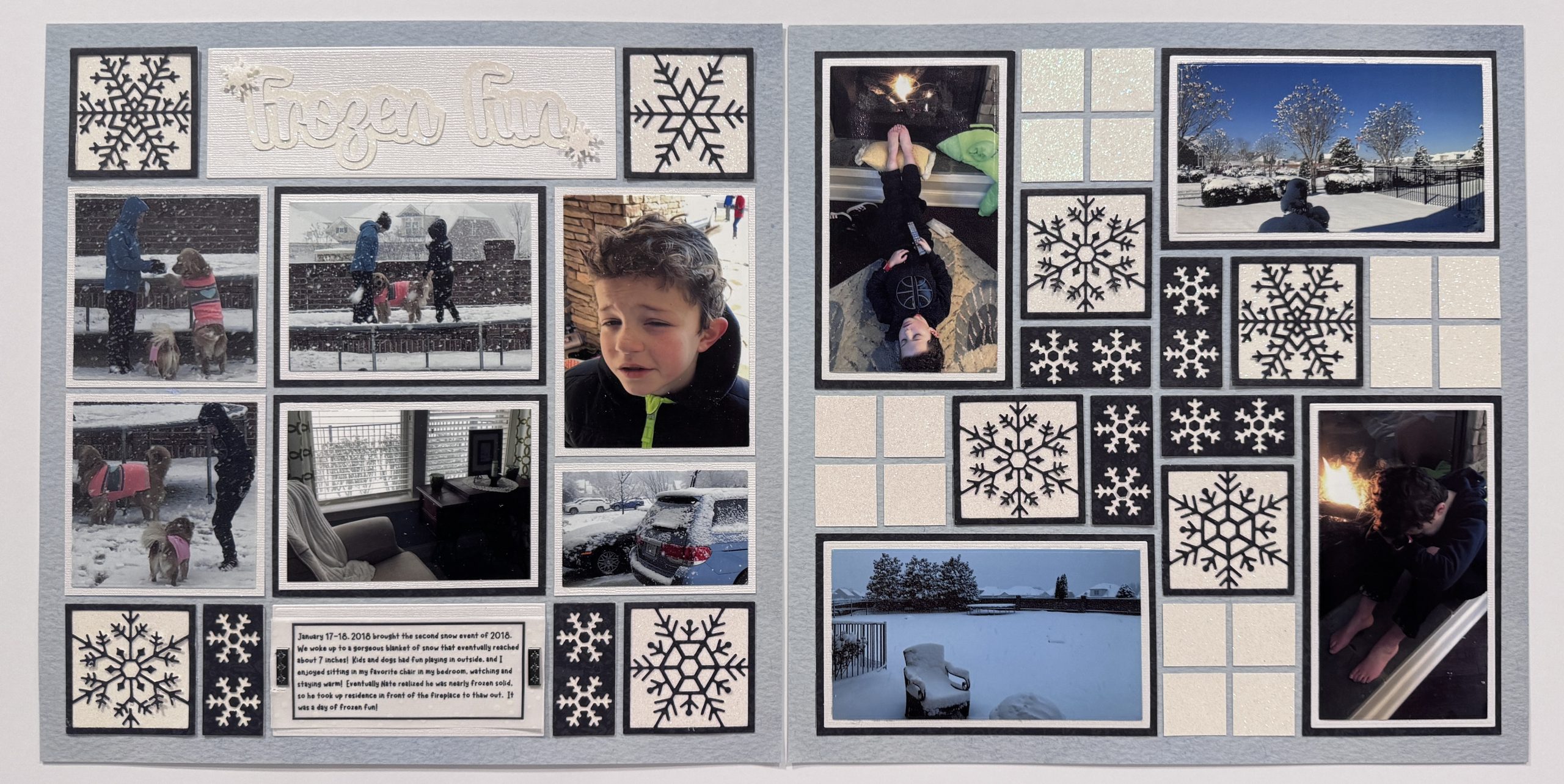 Frozen Fun two-page scrapbook layout