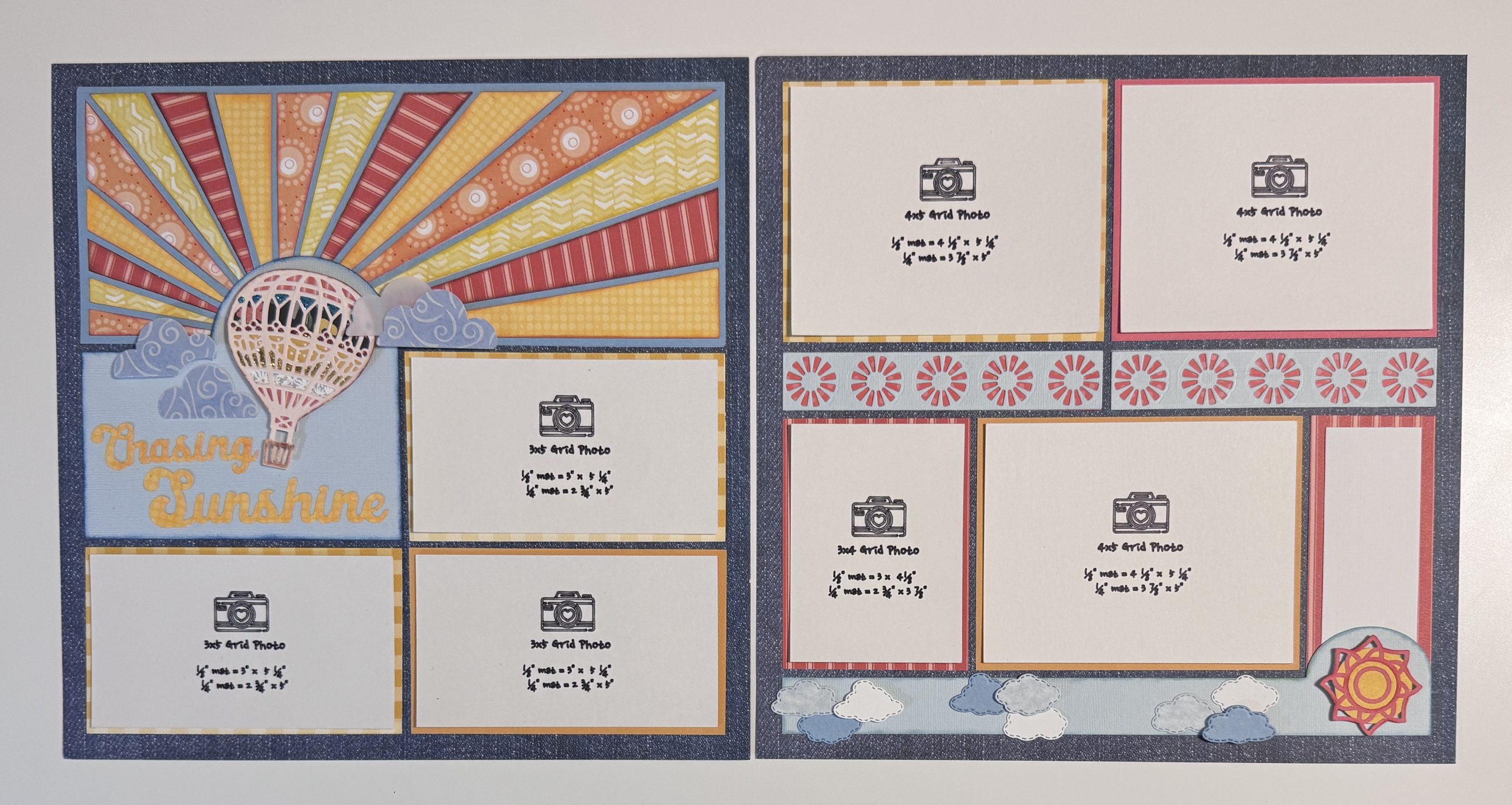 Chasing Sunshine two-page scrapbook subscription sample layout